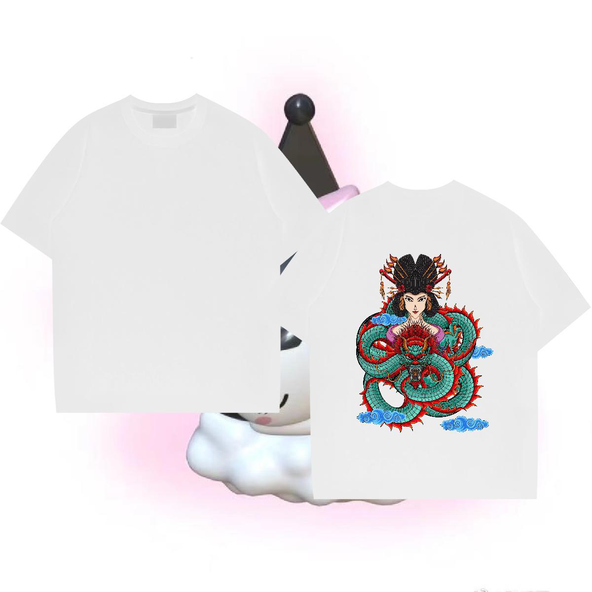 Popular T-Shirts 230g 100% Cotton dragon Street Cartoon Printing L-4XL Breathable Short Sleeve Tshirt for Man Woman Fashion Design Wear