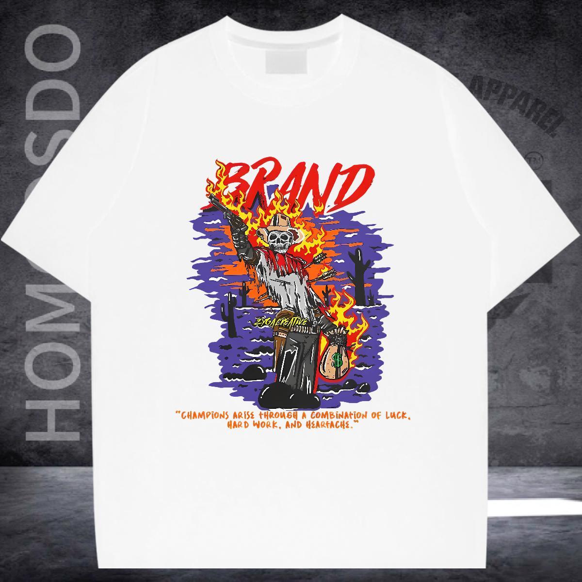 Brand Man T Shirts 230g Cotton skull Street Wear Graphic Breathable Crew Neck Men Tees 2024 Designer Tees Shirts