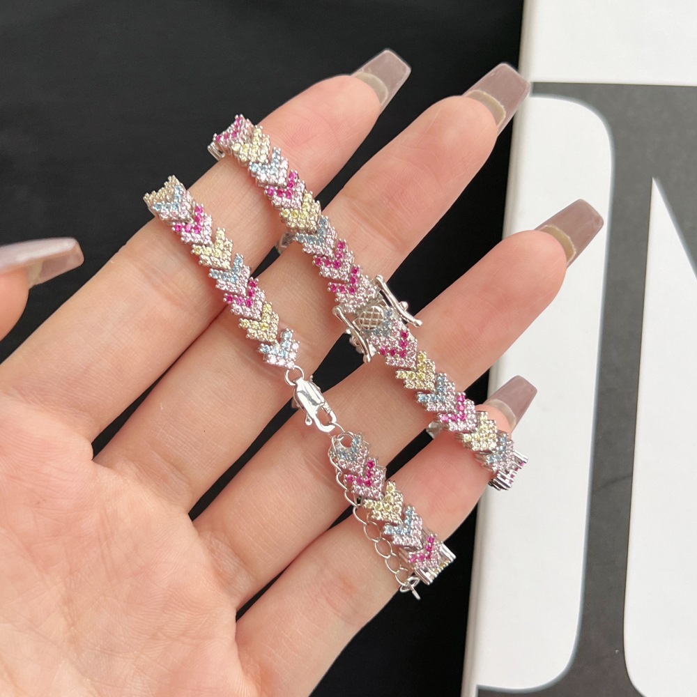 S sier for women, niche, light , high-end, fashionable and elegant, colorful zircon small jewelry bracelet