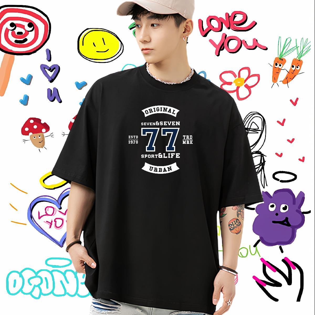 TOP Quality Mens T Shirts 230g 100% Cotton letter Casual Beach Custom Print Oversized Short Sleeve Soft Mens Tshirts Customized Tees