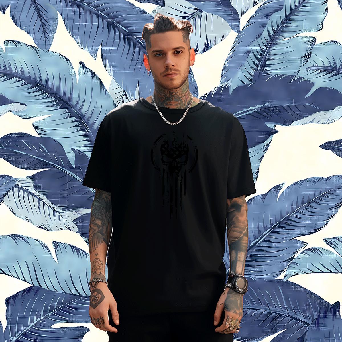 Classic T shirt 230g 100% Cotton skull Outdoor Asian Size Breathable Crew Neck Men Tees Designer Fashion Top Tees