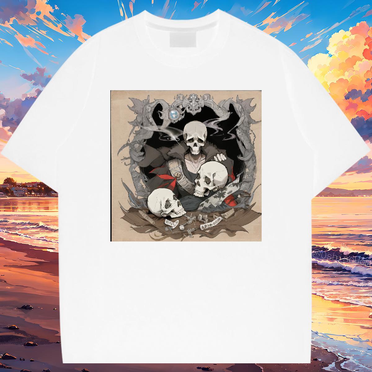 Cool Design Men T Shirts 100% Cotton 230g skull Street Casual Asian Size Short Sleeve Soft Men Clothes T-Shirt 2024 New Polos