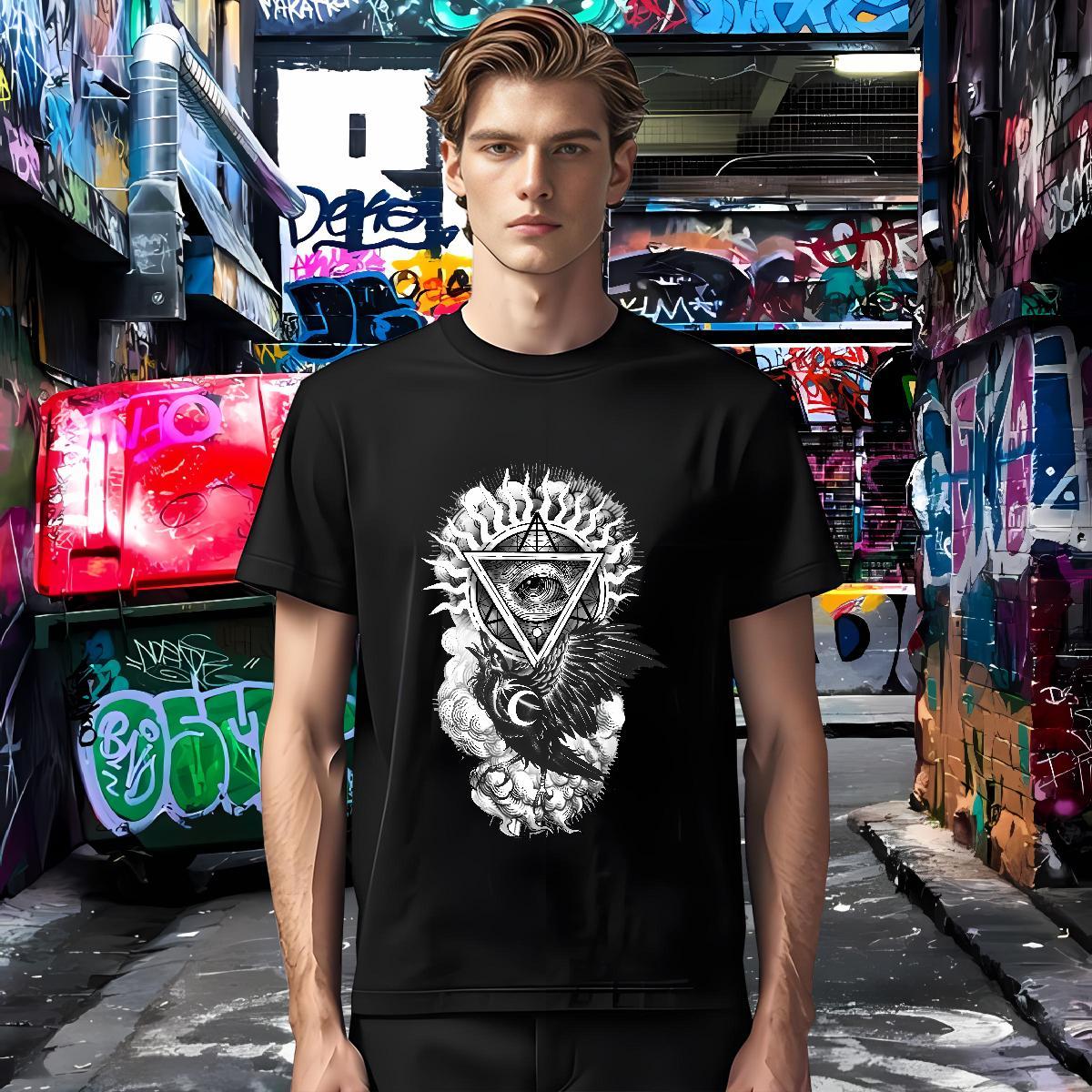 Cool Design T-Shirts for Men 230g Cotton eye of the devil Casual Daily Wear Custom Print Oversized Breathable Short Sleeve Tshirt for Man Woman Fashio