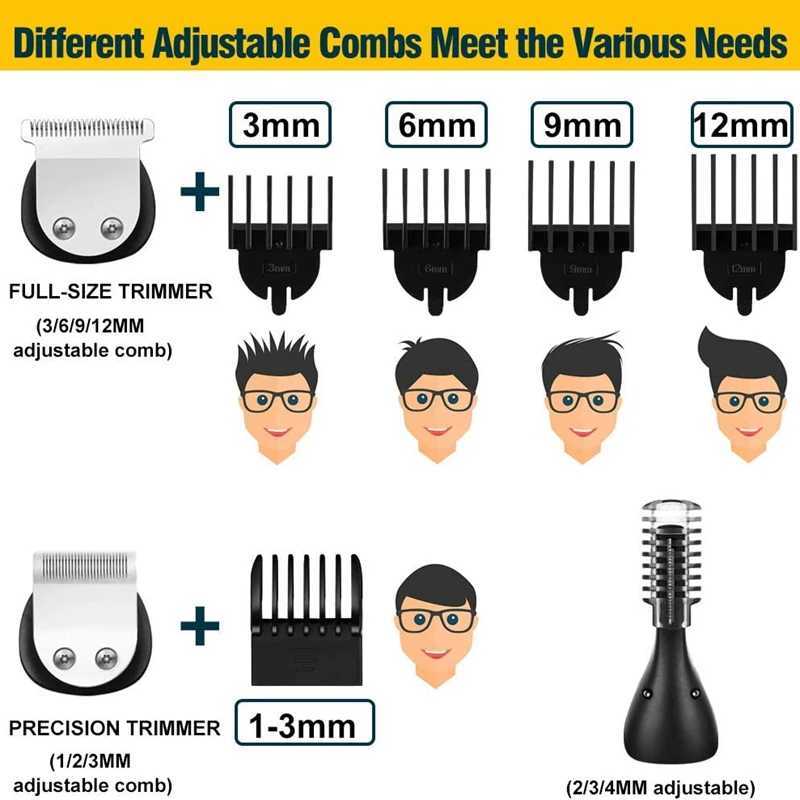 11in1 multi hair trimmer men facialbeardbody grooming kits electric hair clipper nose ear trimmer rechargeable 110v-220v W241227