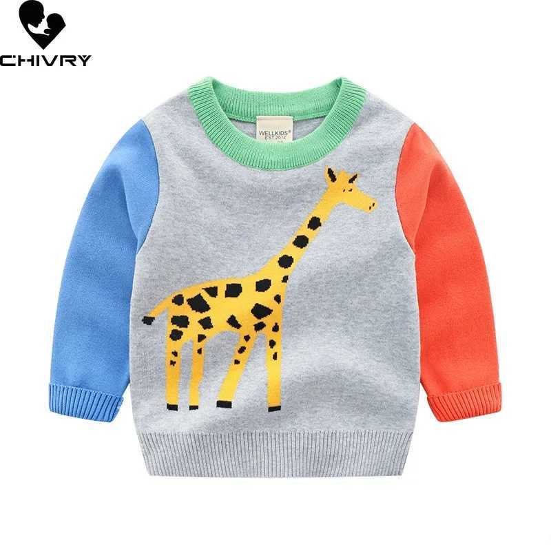 New 2023 Childrens Roller Sweater Autumn Winter Boys Cute Cartoon Jacquard O-neck Knitted Jumper Sweater TopW240824