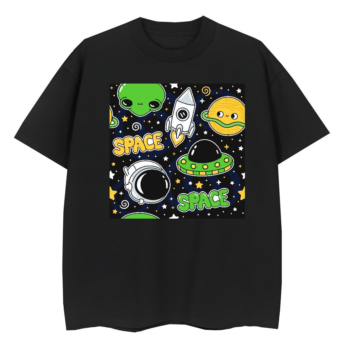 Comfortable Womens Tshirts 230g Cotton universe High Street Hip Hop T Shirt For Woman O-Neck Short Sleeve Custom Cartoon Tees Shirts