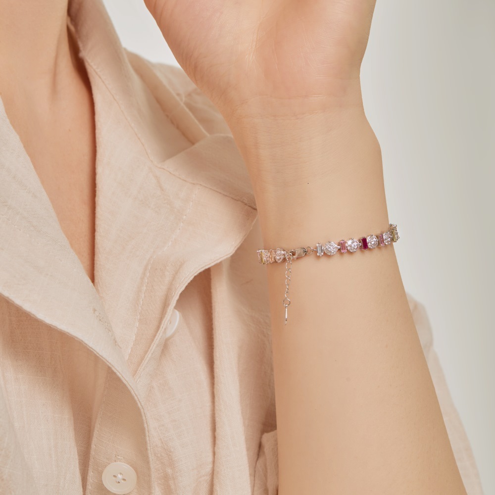French New Wedding S Pure Sier Women's Bracelet Dopamine Color Zircon Fairy Versatile Design Female Handicraft