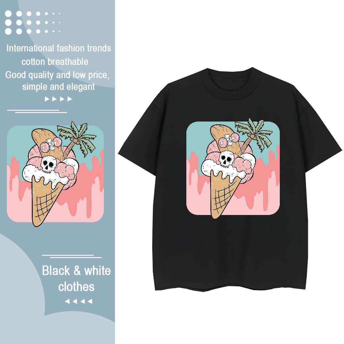 Soft Men T Shirts 230g Pure Cotton Halloween Sport DIY Printed Crew Neck Breathable Men Clothes T-Shirt Fashion New Tops