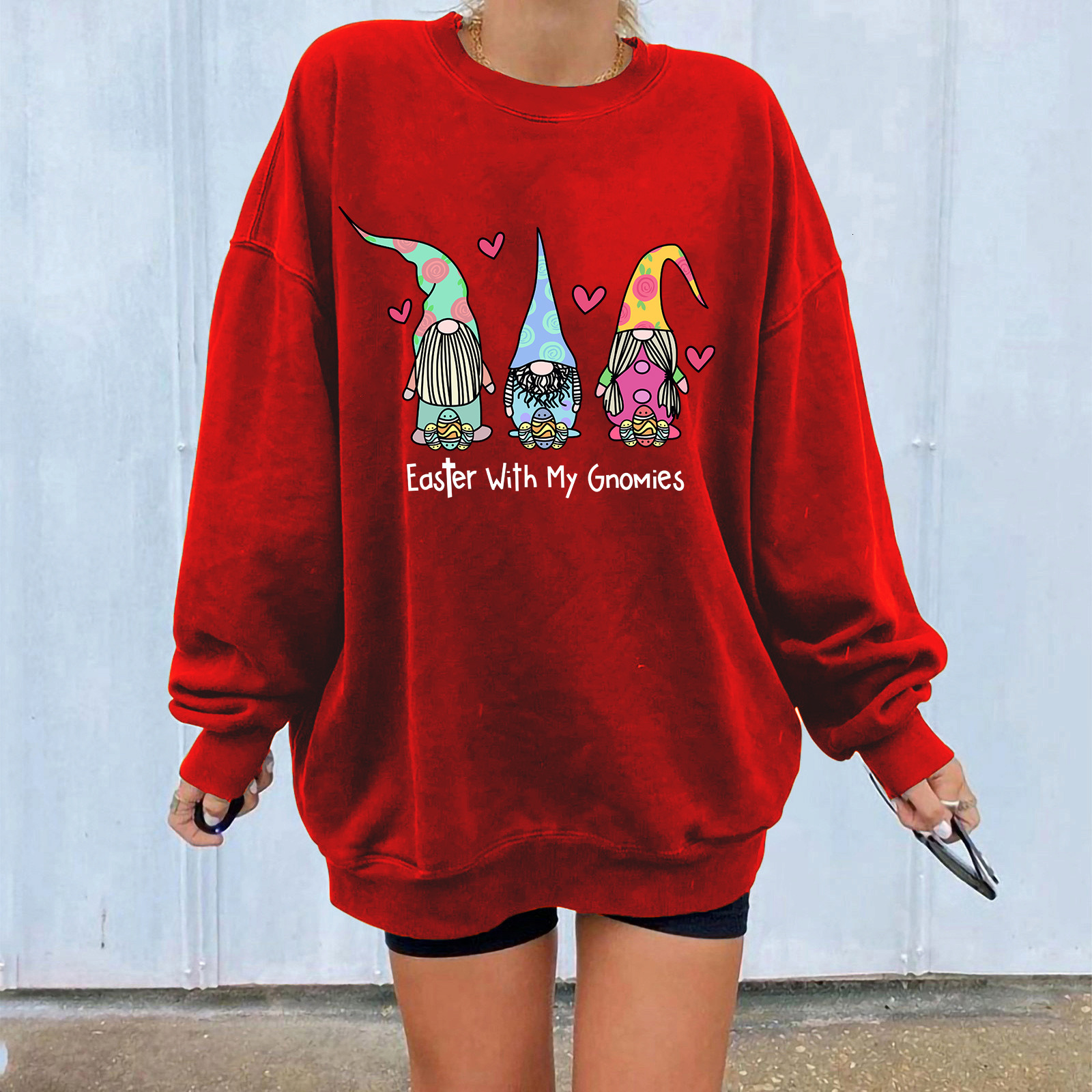 Loose shoulder sweatshirt with three Santa Claus letter prints, casual round neck, thick hoodie dongdumaoyi