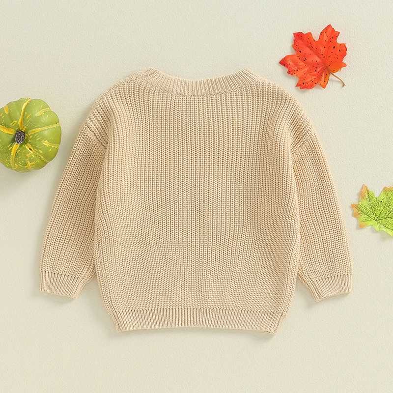 Baby girl boy knitted long sleeved autumn winter sweater letter pumpkin flower casual top childrens Halloween costume 0-3YW240824