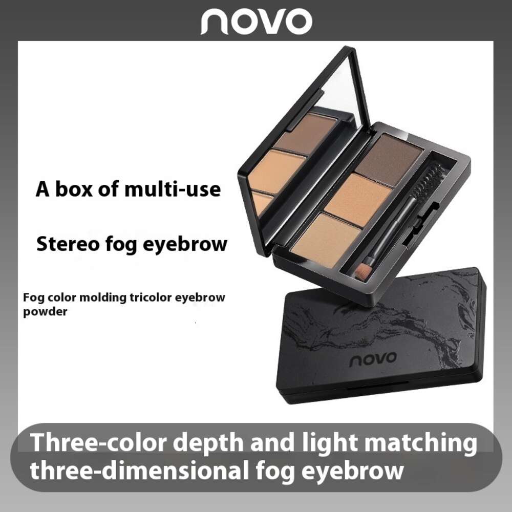 Triple Play of Colors by NOVO Mist - Professional Quality Eyebrow Pencil with Shaving Disc, Eye & Nose Shadow Application Toolkit