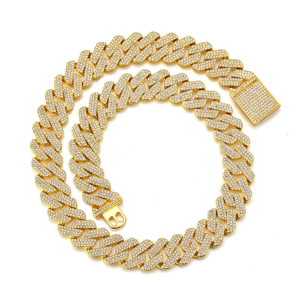 20mm hip hop full thick necklace exaggerated three rows dia cuban chain men's