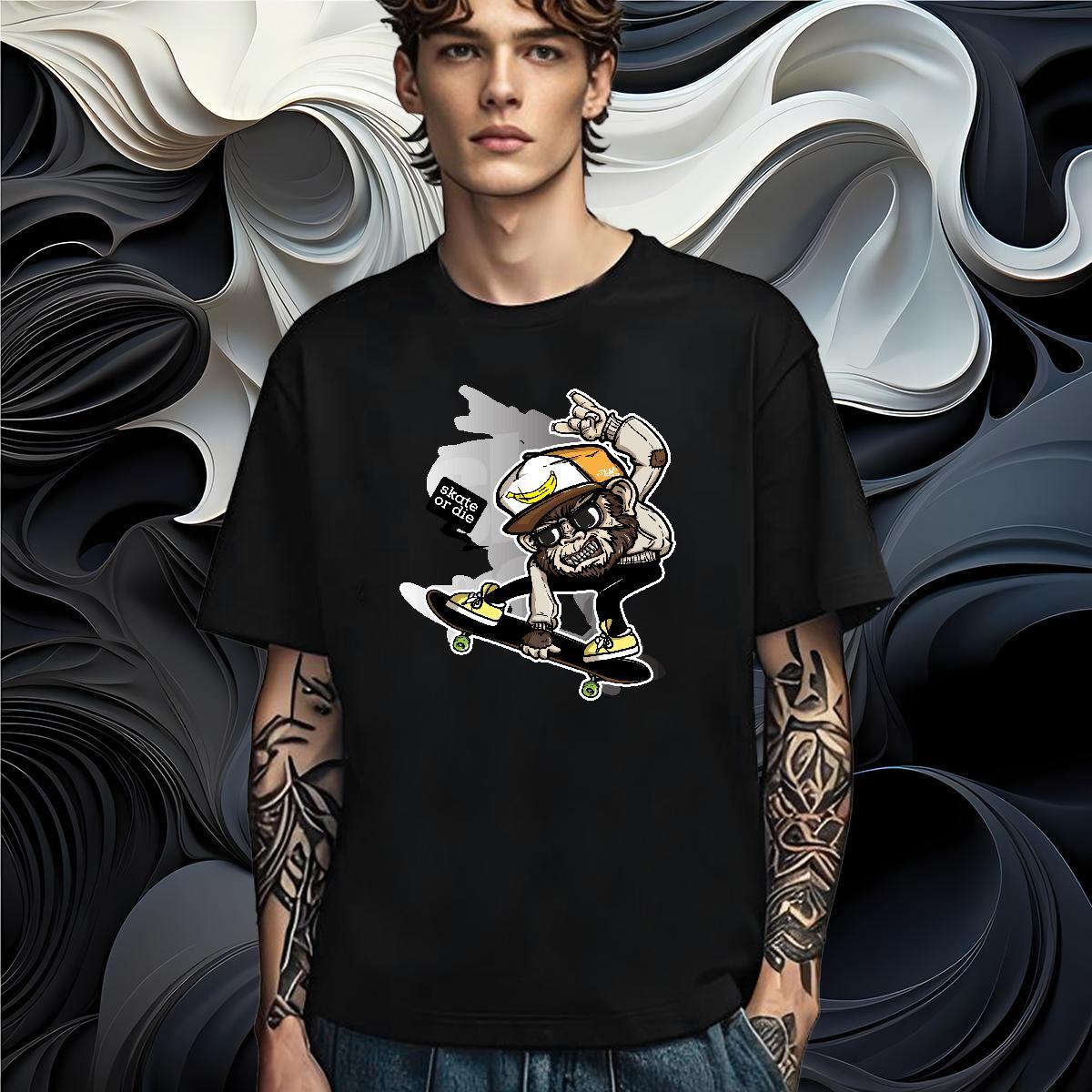 Loose T-Shirts for Men 230g Pure Cotton skateboarding Casual Beach Graphic Short Sleeve O-Neck Men Clothes T-Shirt Fashion Tees