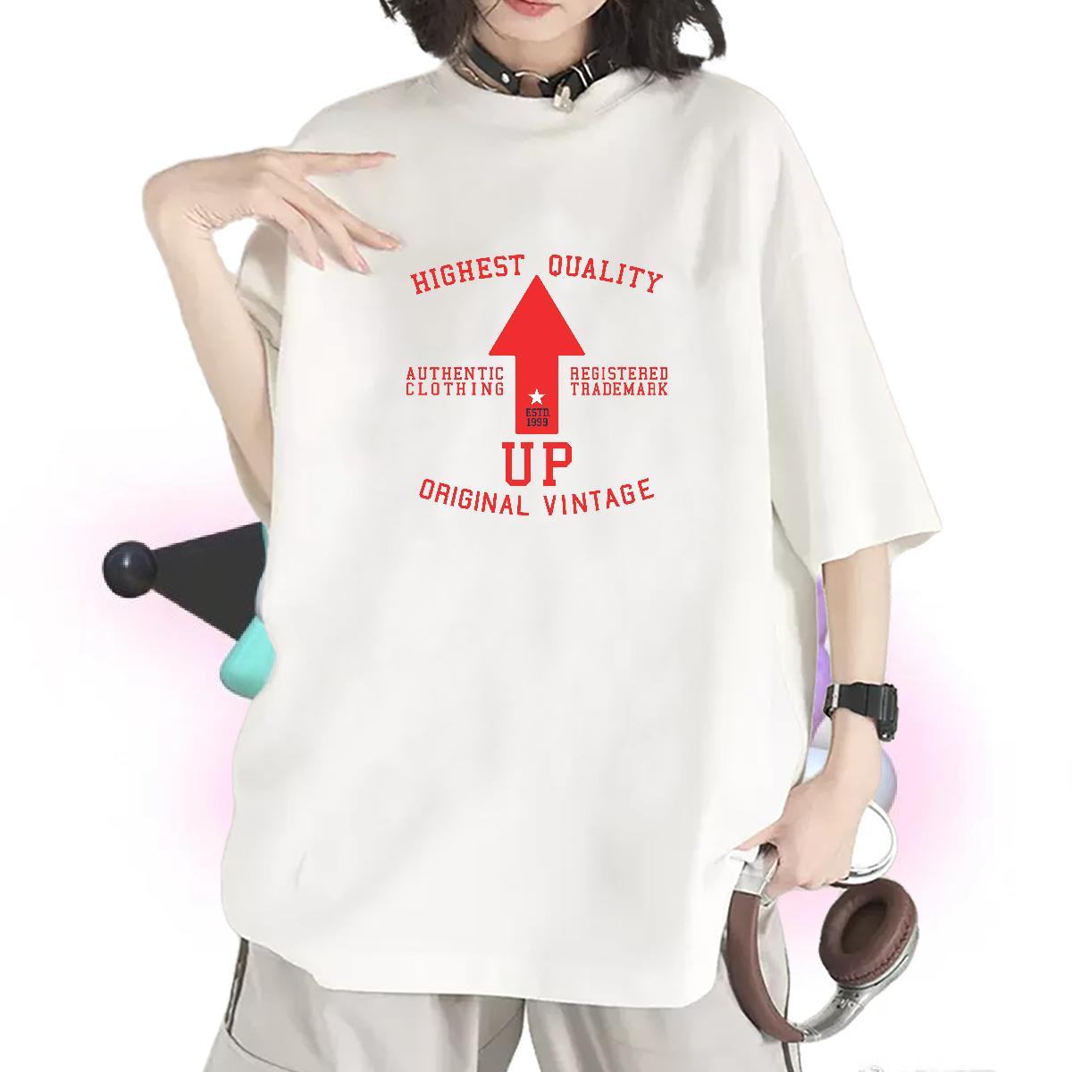 Loose Unisex Tshirts 230g 100% Cotton letter Casual T Shirts Women O Neck Short Sleeves Cartoon Printing L-4XL Top Shirts