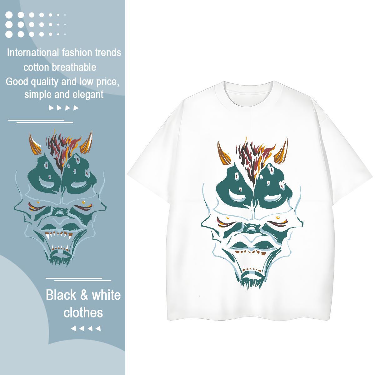 Free Shipping Women Tees 230g Pure Cotton painting Street Wear T shirt Short Sleeve O-Neck Skull Top Tees