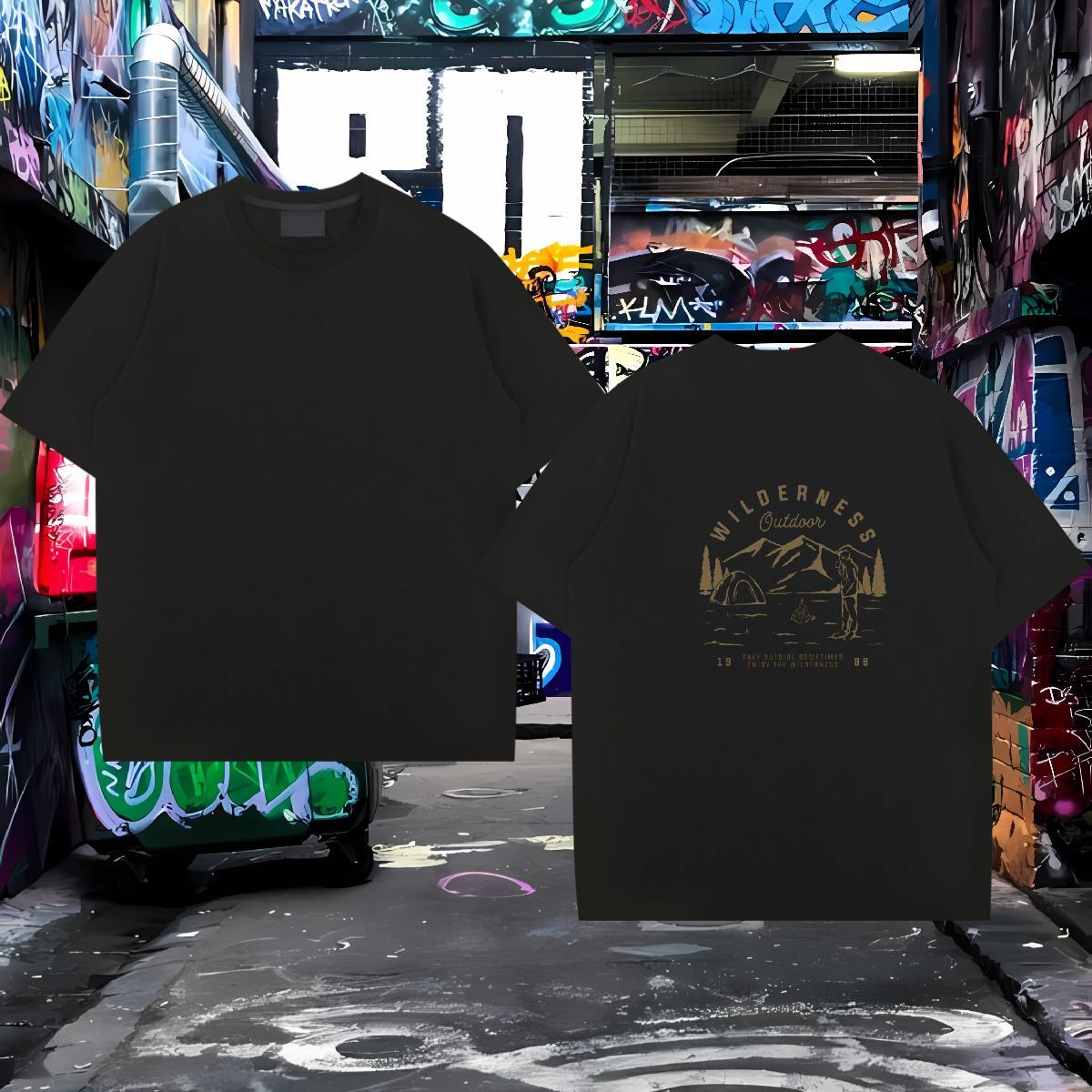 Brand T-Shirts for Men 230g Pure Cotton mountains Street wear Hip Hop Customized O-Neck Short Sleeve Tshirts Casual New Tee Shirt