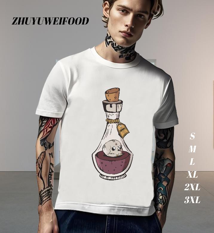 Cool Design Man T Shirts 230g 100% Cotton bottle Daily Wear DIY Short Sleeve Soft Couples T Shirts Fashion Casual Clothes