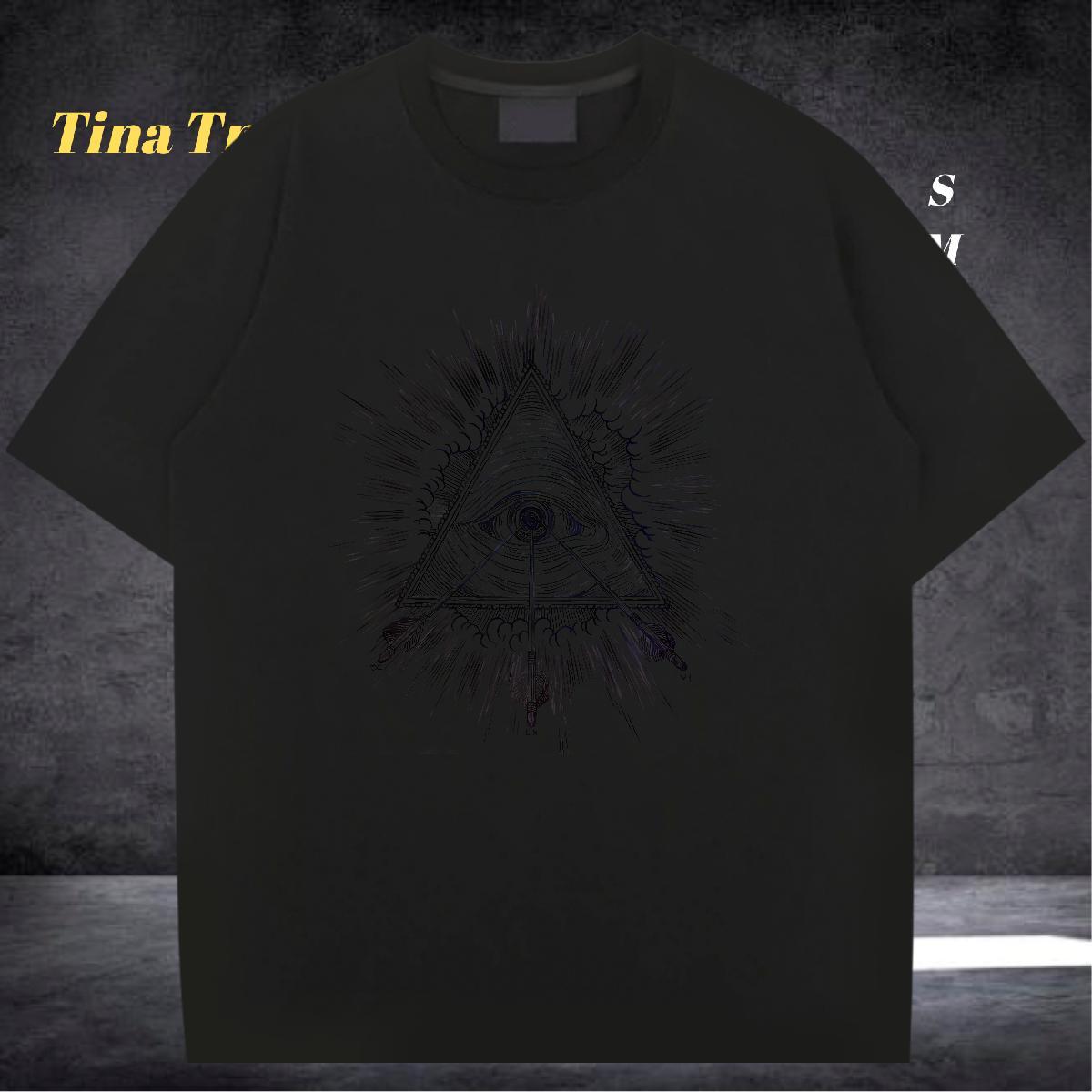 Soft Mens T Shirts 100% Cotton 230g eye of the devil Street Casual Skull Breathable Short Sleeve Men Clothes T-Shirt 2024 New Top Tees