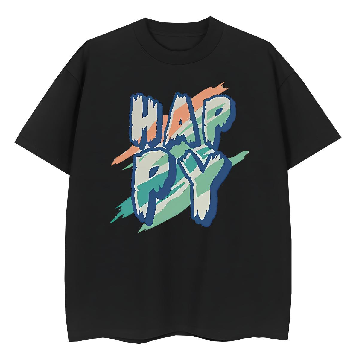 Wholesale Women Tshirts 230g Pure Cotton happy Casual Sport T Shirt For Woman O-Neck Short Sleeve Black Oversized Polos