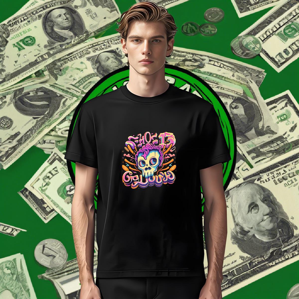 Cool T Shirt For Man 100% Cotton 230g skull High Street Hip Hop DIY Breathable Short Sleeve Men Clothes T-Shirt Customized Tee Shirt