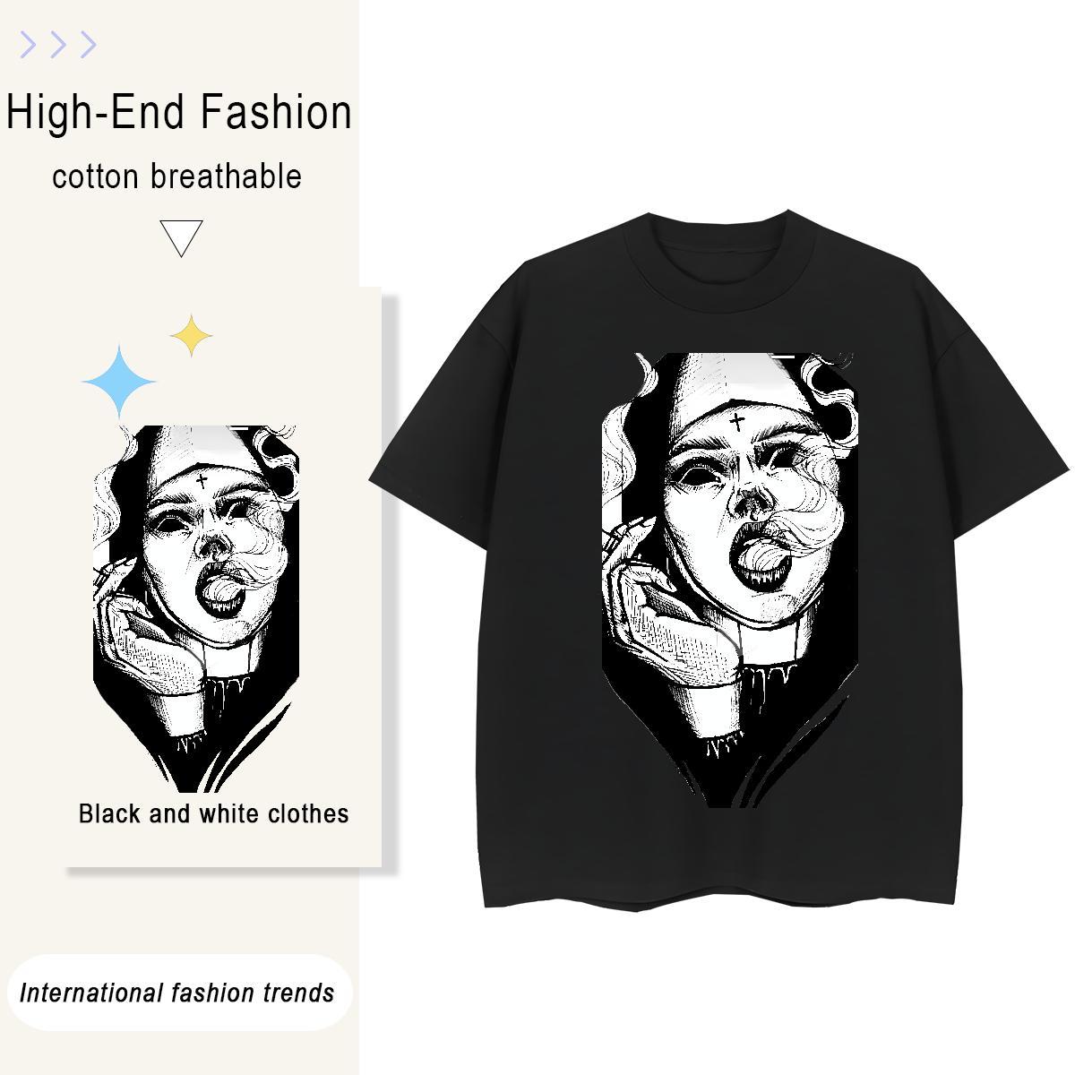 Loose Lady T shirt 230g 100% Cotton nun Street Wear T Shirts Women Crew Neck Breathable Custom Print Oversized Tees Shirts