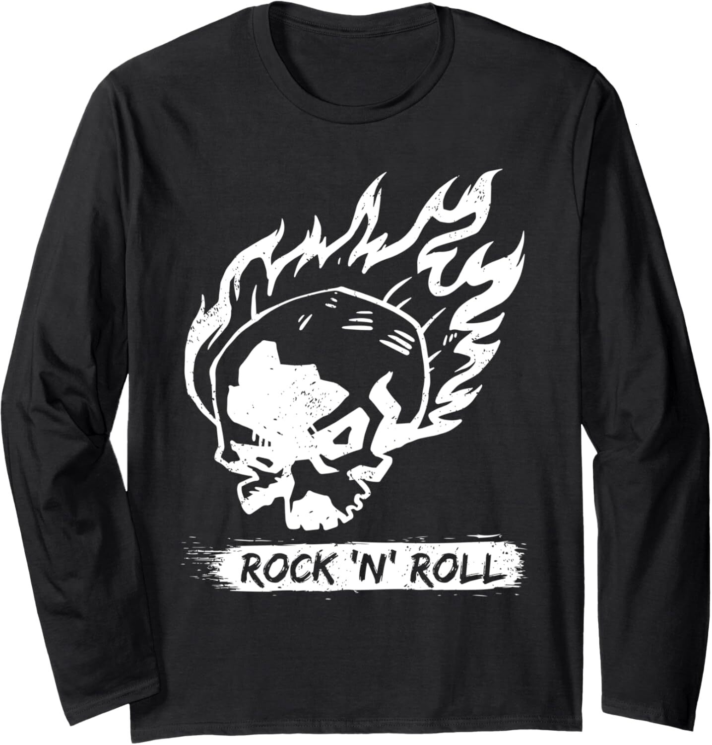 Long Sleeve Shirts for Men sweatshirt Ride Skull Fire Rock And Roll Cool Vintage Long Sleeve Tee Streetwear Casual tops clothes