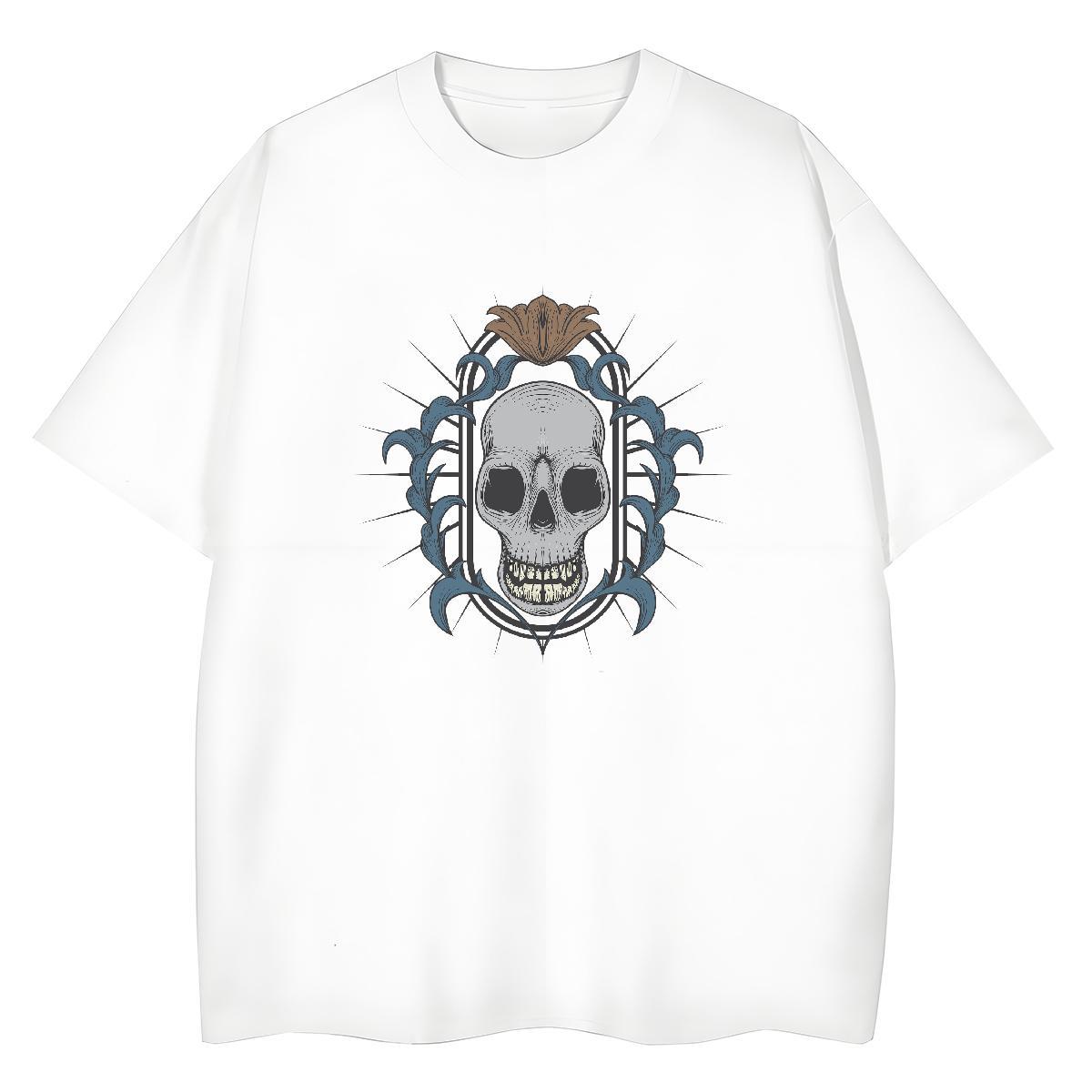 Brand T shirt 100% Cotton 230g skull Casual Beach DIY Printed Short Sleeve Soft Couples T Shirts Stylist Top Tees
