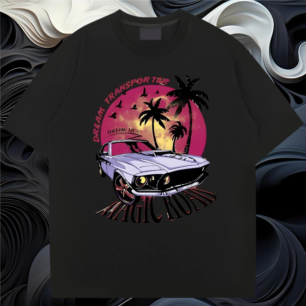 Loose T-Shirts for Men 230g Pure Cotton car Daily Wear Oversized O Neck Short Sleeves Men Tees Fashion Casual Clothings