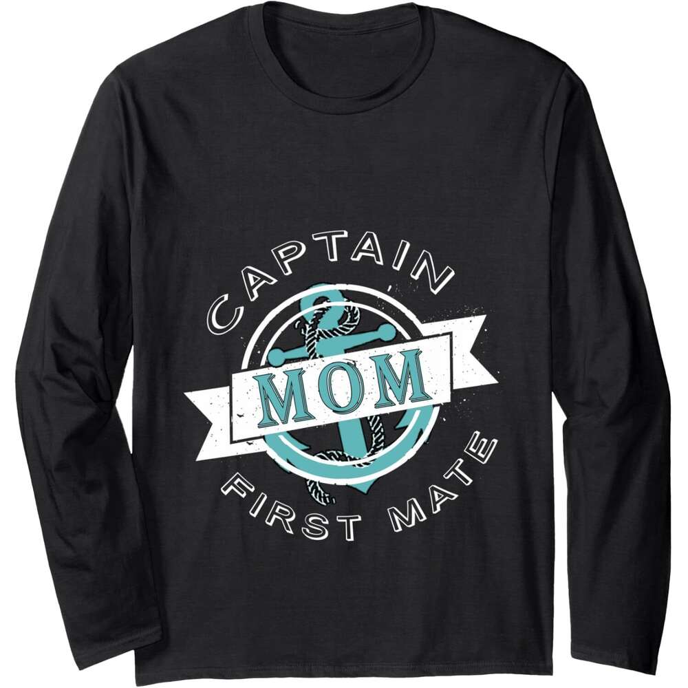 Long Sleeve Shirts for Men sweatshirt Captain Mom First Mate Funny Boat Ship Sailor Gift Long Sleeve Tee Streetwear Casual tops clothes