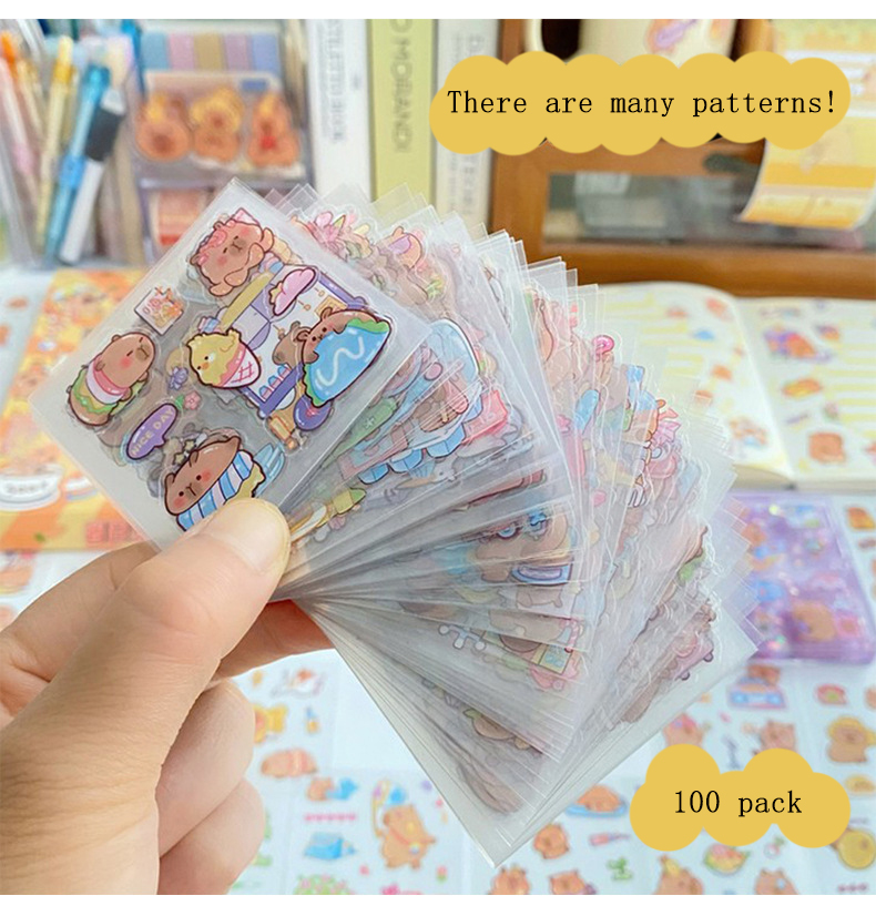 Capibala Sticker Set Creative Cartoon Waterproof Stationery Stickers Internet Celebrity Children's Student DIY Account Material
