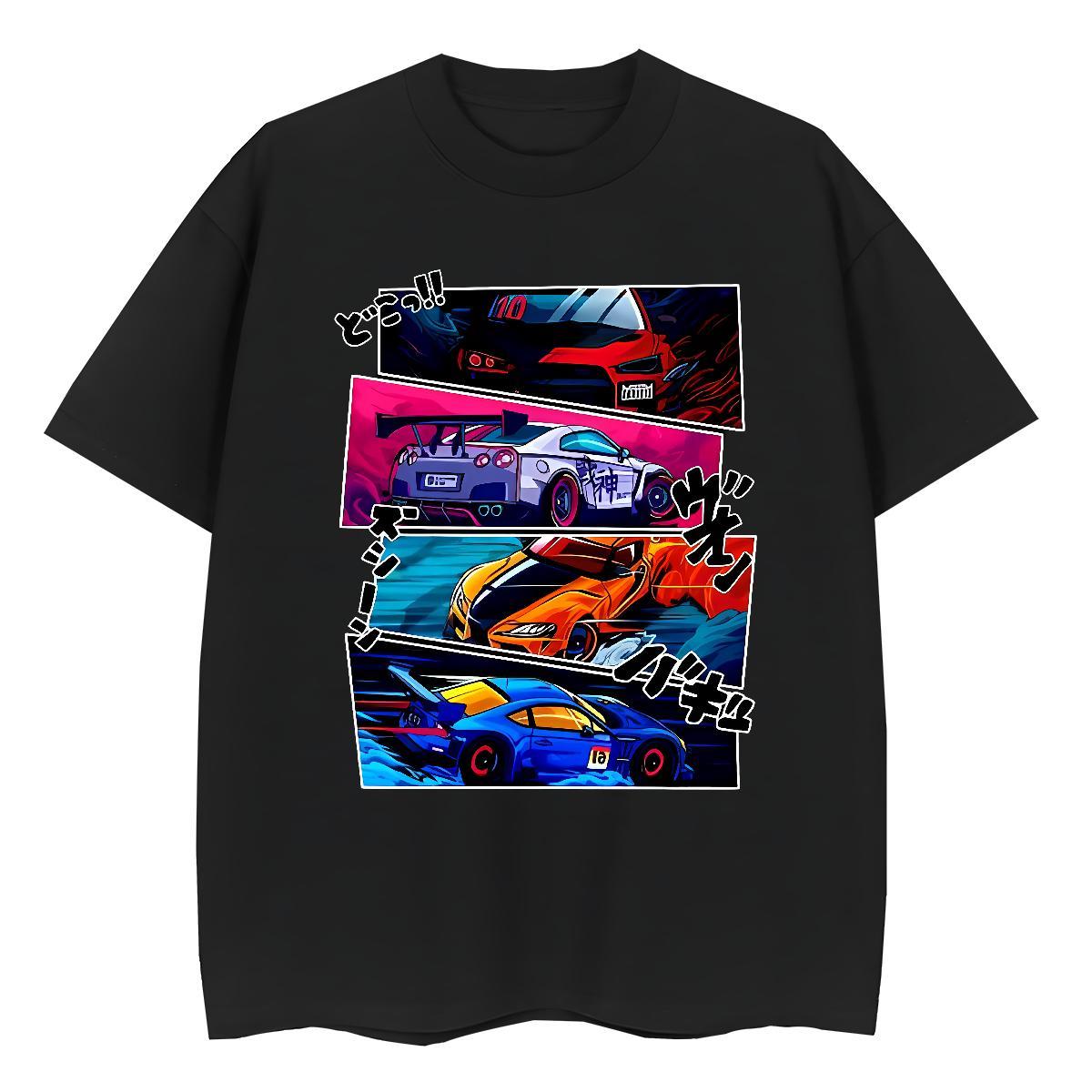 Free Shipping Men T Shirts 230g 100% Cotton car High Street Hip Hop DIY Breathable Short Sleeve Men Tops Tees Factory Direct Clothings