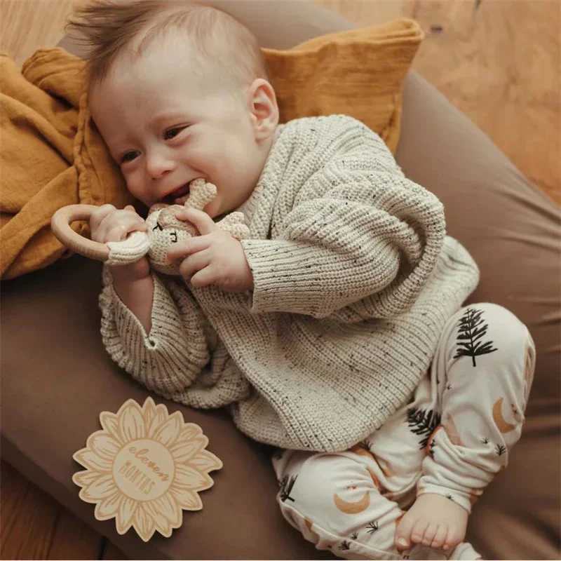 Childrens sweater solid color short and fat knitted womens sweater short sleeved spring summer winter long sleeved mens sweaterW240824