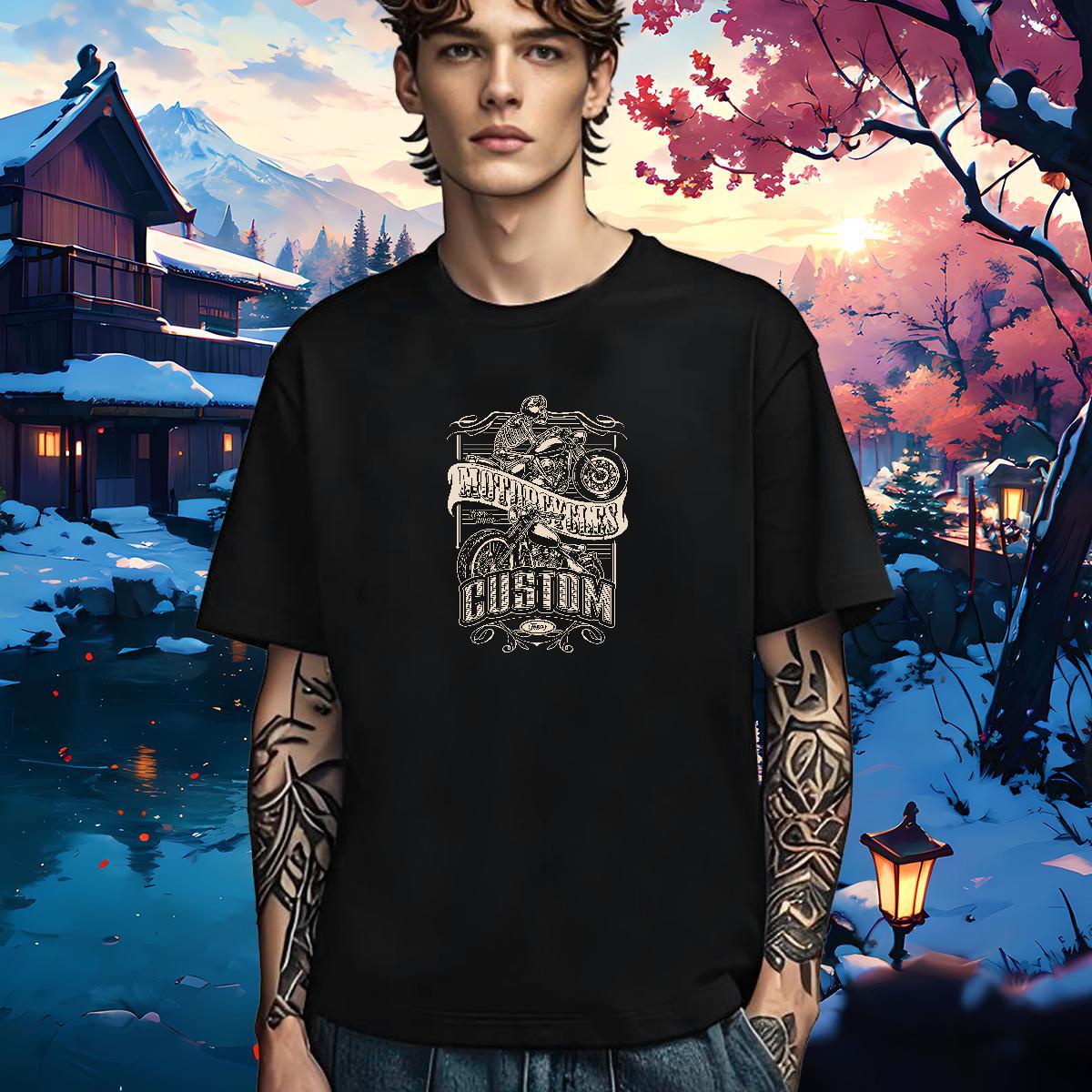 Comfortable T Shirts Men 230g Pure Cotton skull Beach Custom Printing Breathable Crew Neck Men Tops Tees Fashion Tshirts