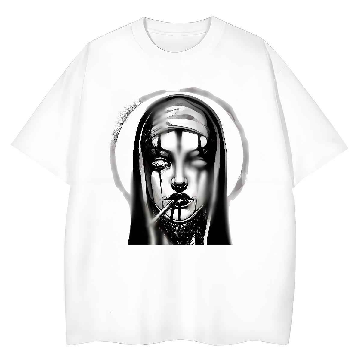 Female Women Tshirts 230g 100% Cotton nun Casual Daily Wear T-Shirts Breathable Crew Neck Graphic Tee Shirt
