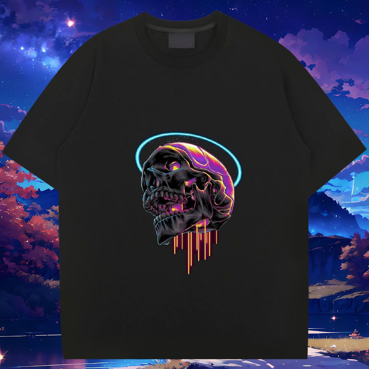 Free Shipping T-Shirts 230g 100% Cotton skull Beach Oversized 3XL 4XL Round Neck Short Sleeve Men Clothes T-Shirt 2024 Tshirts