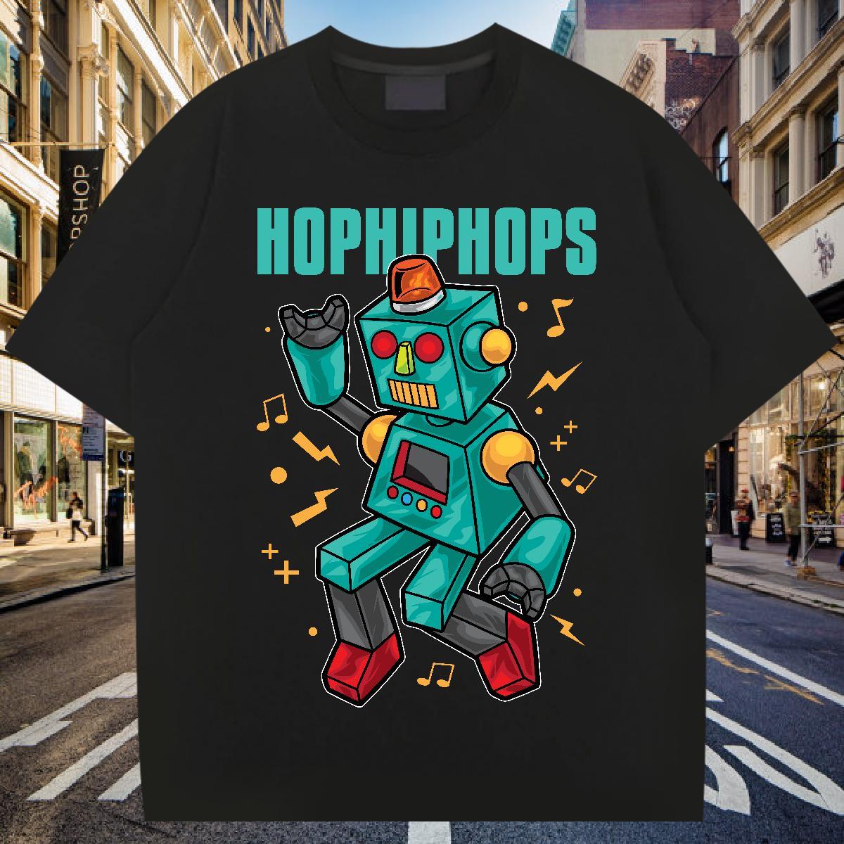 Cool Design Men T Shirts 100% Cotton 230g robot Street wear Hip Hop White Plus Size Breathable Short Sleeve Men Tshirts Stylist Tops Shirt