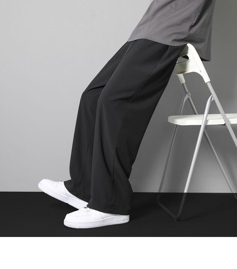 Men's Pants Sweat Straight Summer Thin Ice Silk Quick-Drng Loose Casual Trousers Ultra-Thin Wide-Leg Sweatpants