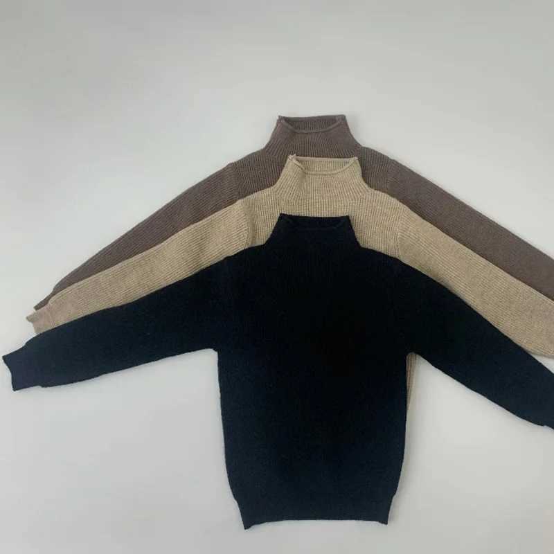 Sweater childrens turtle neck sweater long sleeved soft wool clothing boys girls knitted sweater top autumn winterW240824