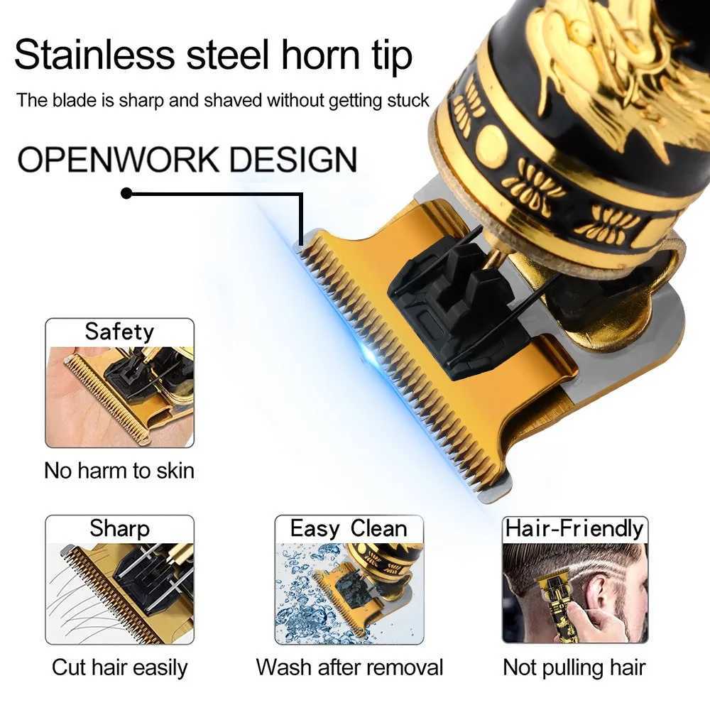 Electric Hair Clipper Professional Mens Hair Clipper LCD Display T-Blade Trimmer Zero Gap Cordless Rechargeable Mens Trimmer G W241227