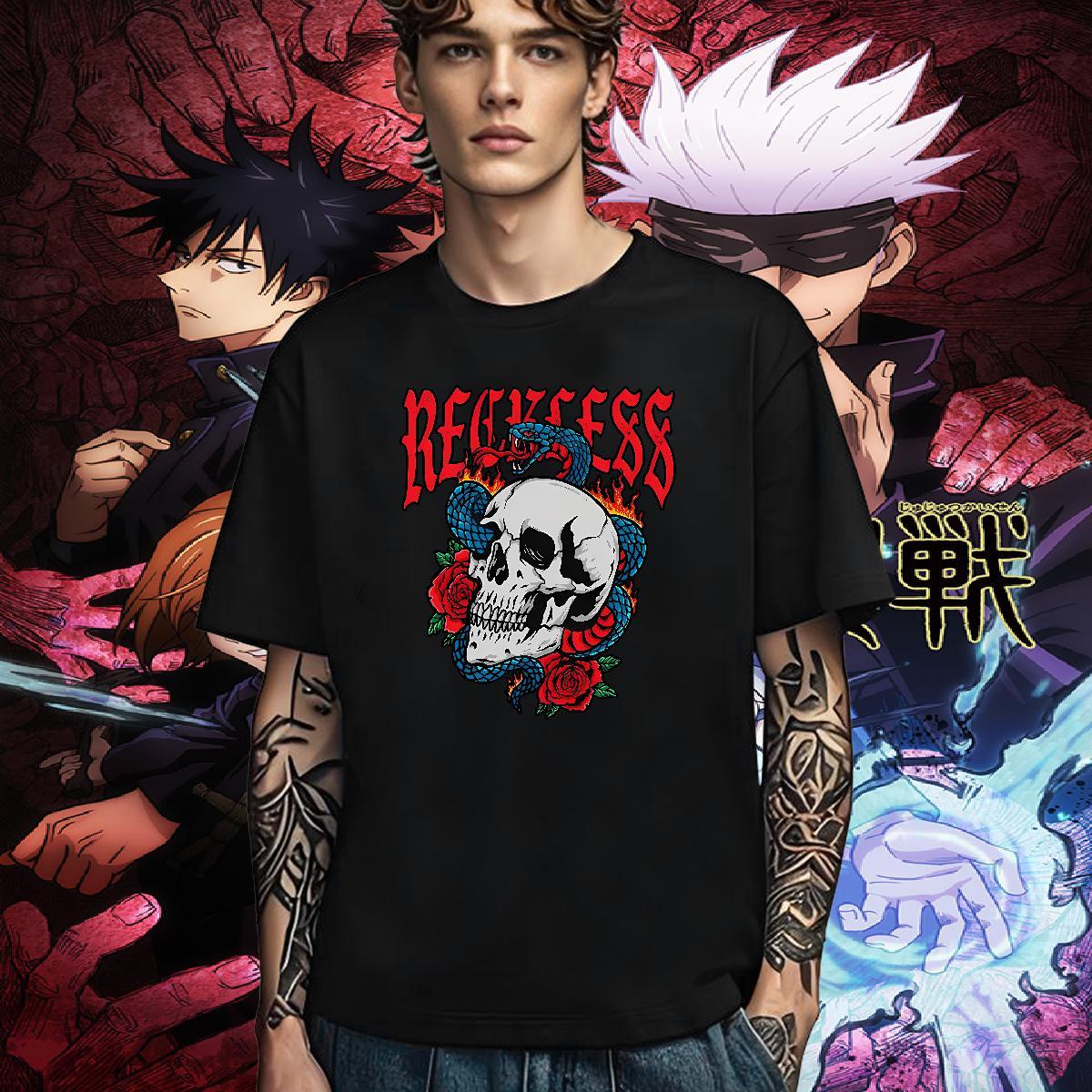 Classic T Shirts Men 230g 100% Cotton skull Sports Casual DIY Printed O Neck Short Sleeves Tshirts Brand Tee Shirt