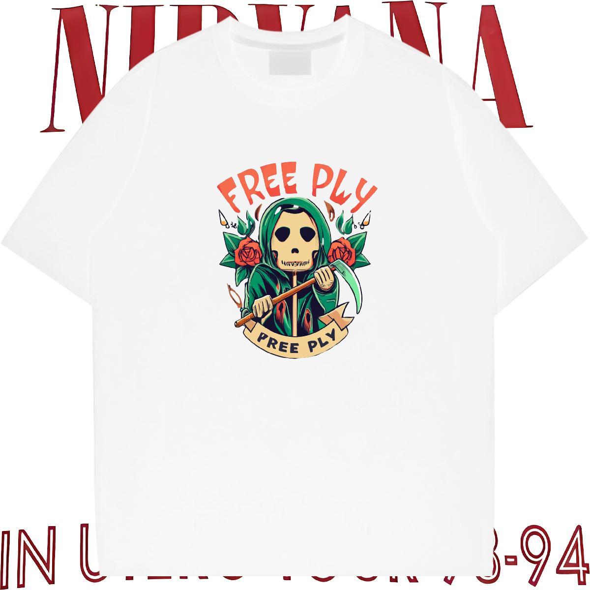 Loose Fit T Shirts Men 230g Cotton skull Outdoor Custom Print Oversized Pure Cotton Men Tees Brand Polos
