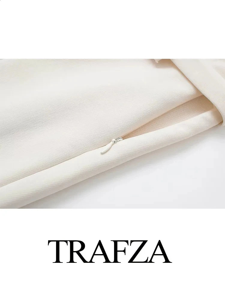 TRAFZA Women Casual Blazer Skirt Set Solid Thin Long Sleeve TopZipper Belt Fold Mini Skirt Shorts Office Lady 2 Piece Sets 240826