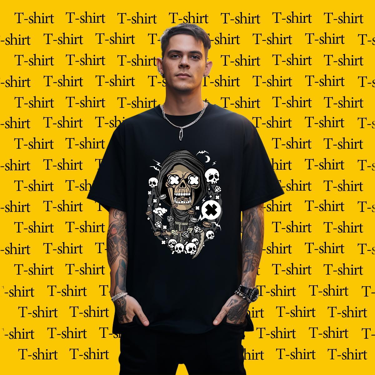 Classic Men T Shirts 100% Cotton 230g skull Sports Casual Oversized 3XL 4XL Short Sleeve O-Neck Couples T Shirts Fashion Design Clothes
