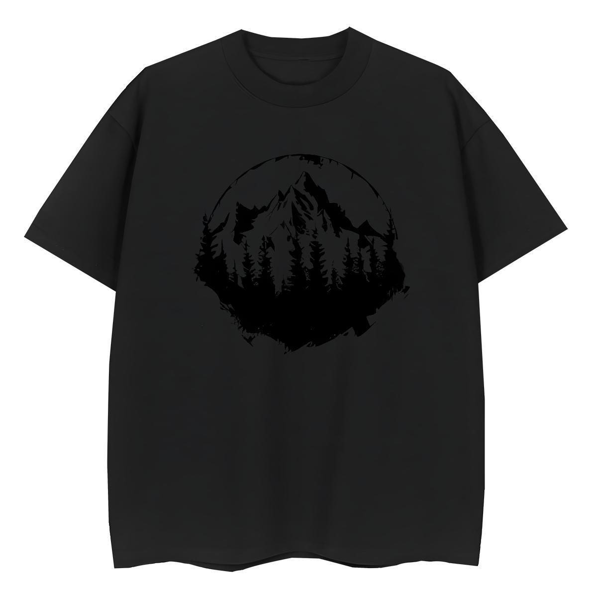 Classic Man T Shirts 230g 100% Cotton mountains Casual Beach Anime Short Sleeve Soft Men Tees Customized Tee Shirt