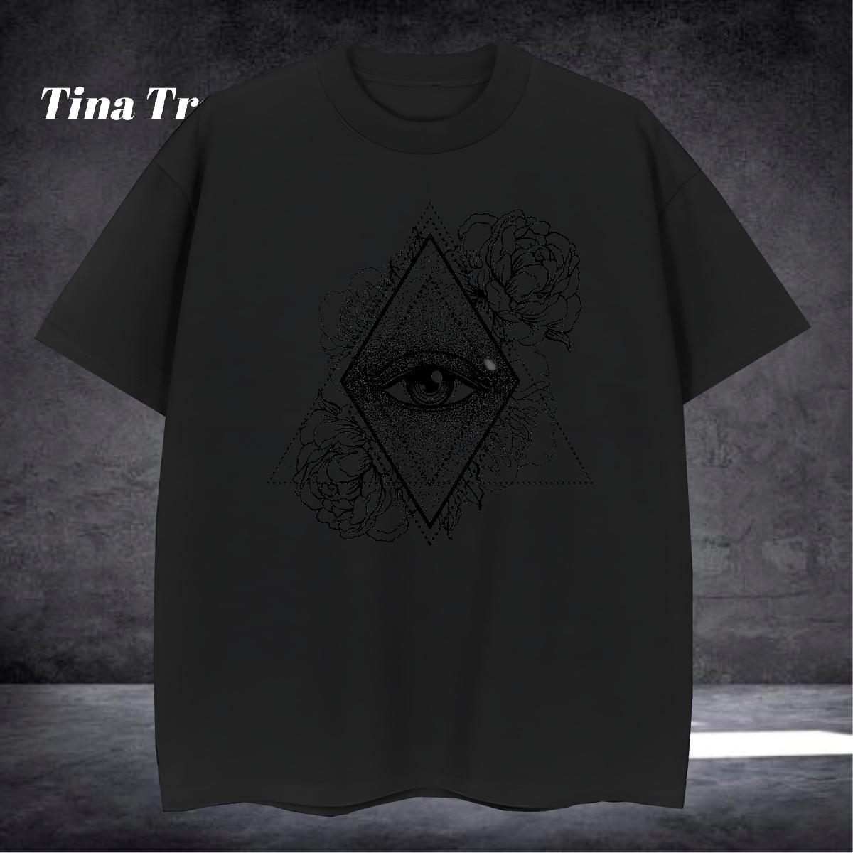 Loose Fit Men T Shirts 100% Cotton 230g eye of the devil High Street Hip Hop Custom Printing O Neck Short Sleeves Men Clothes T-Shirt Fashion Tops Shi