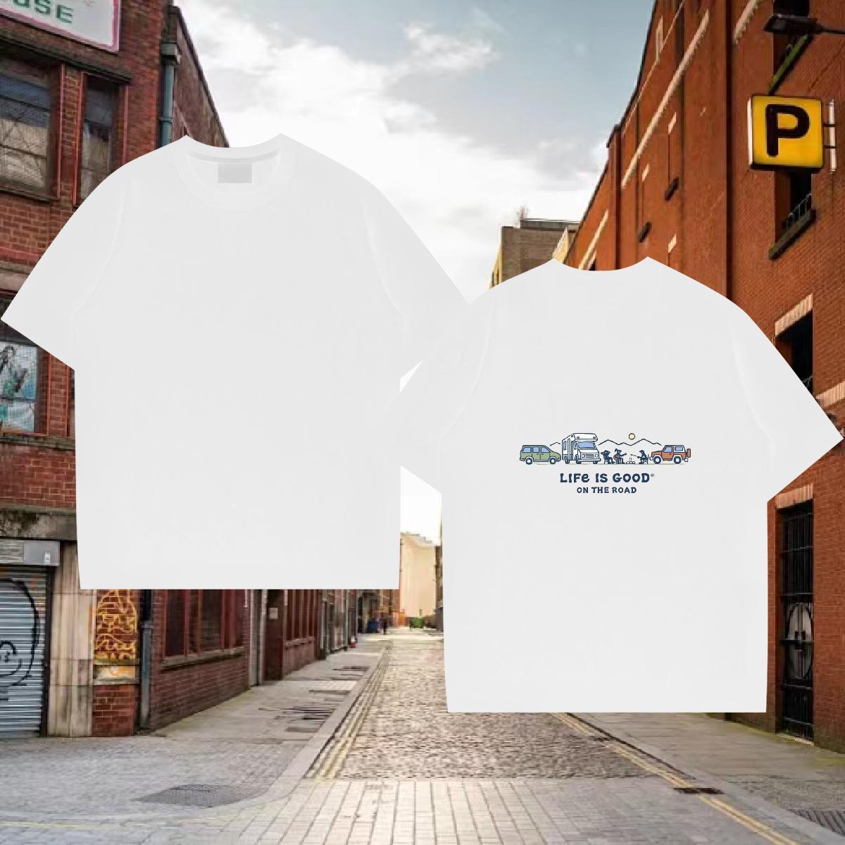 Cool Design Man T Shirts 230g Pure Cotton mountains Beach DIY Printed Short Sleeve O-Neck Mens Tshirts Classic Casual Clothes