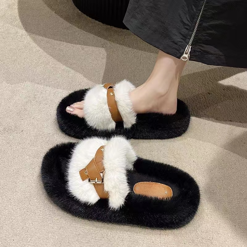 2023 Newest Fur Wool Sliders Women Fashion Sandals Shoes Green Towelling Slippers