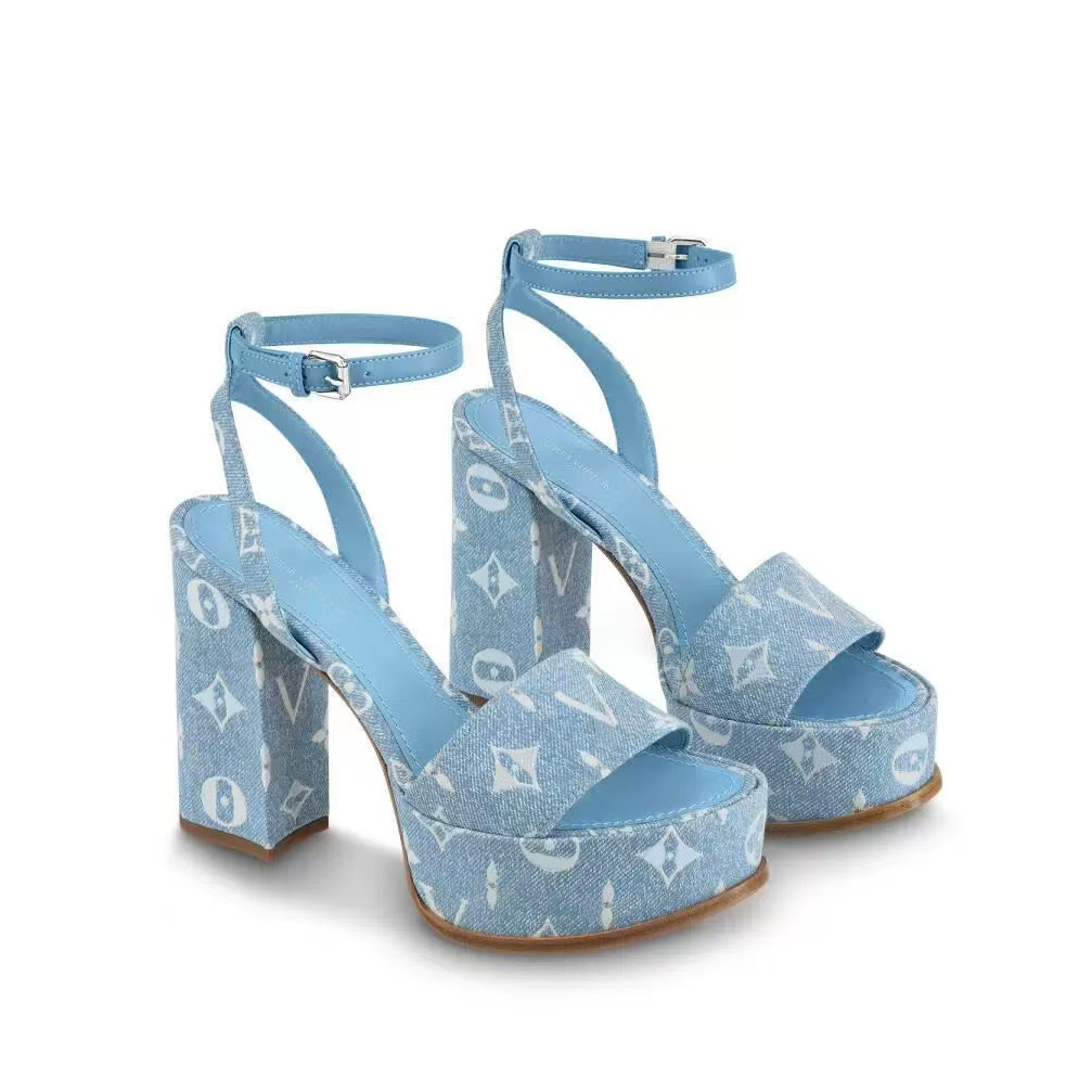 Ankle Wrap Platform Sandals for Women Chunky Heel Square Toe Evening shoe Luxury Designers high heels factory footwear 35-41 with box