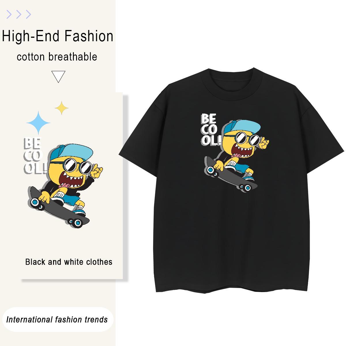 Loose fit Couples T Shirts 230g 100% Cotton America Street Wear Woman T Shirts O-Neck Short Sleeve Anime Print Tee Shirt