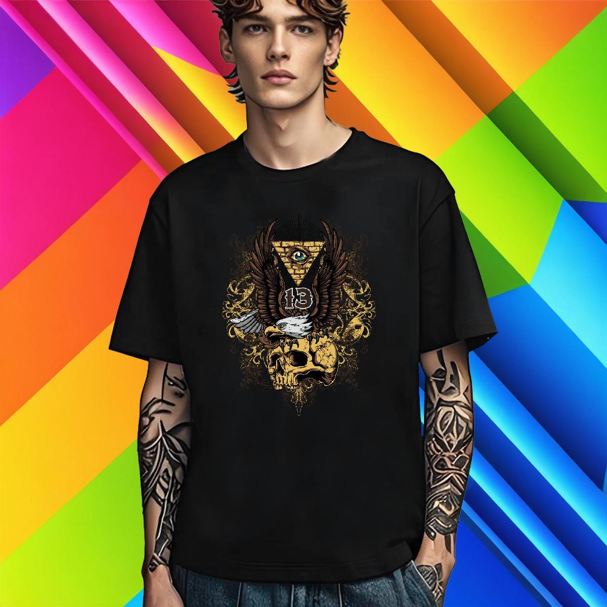 High Quality T-Shirts for Men 100% Cotton 230g skull Daily Outfit Custom Cartoon Breathable Short Sleeve Men Tops Tees 2024 New Clothings